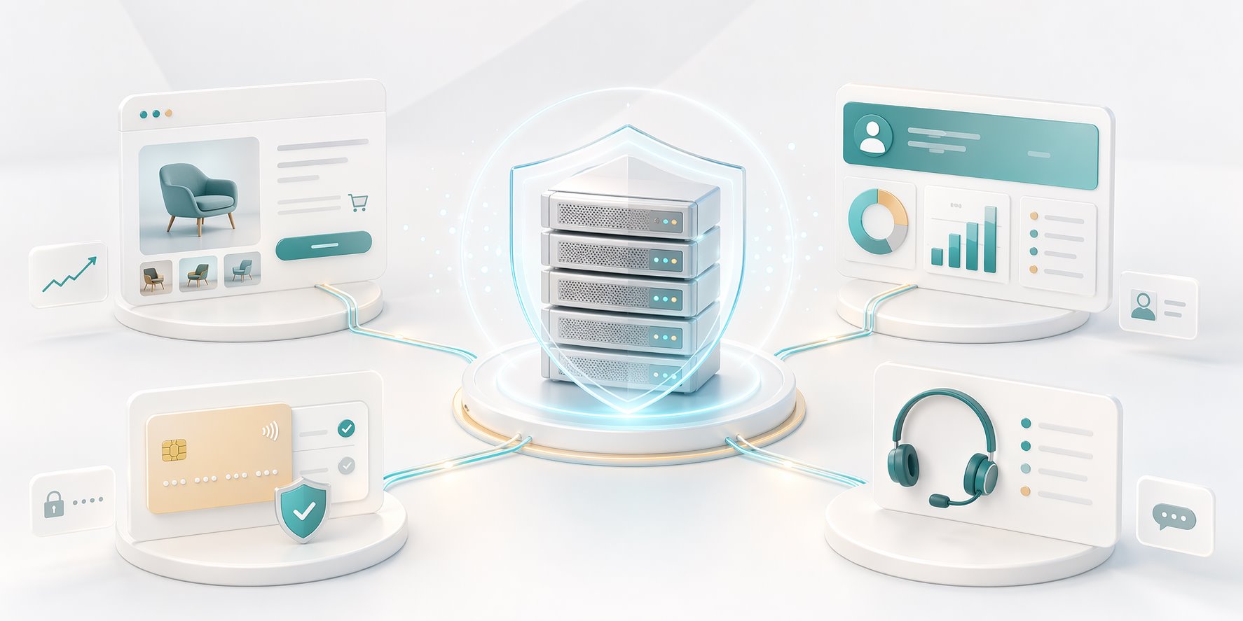 Наглядный обзор защиты серверной инфраструктуры, базы, CRM и оплаты